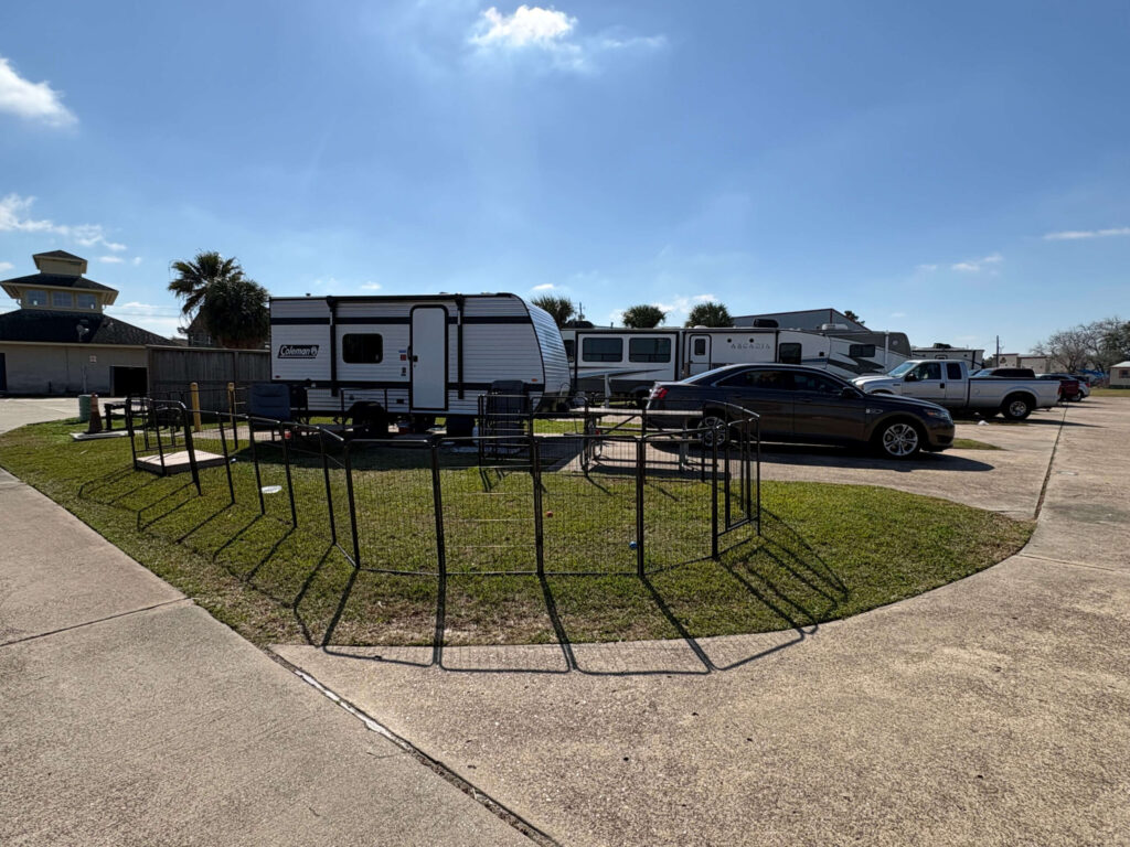 Back in spot with camper
